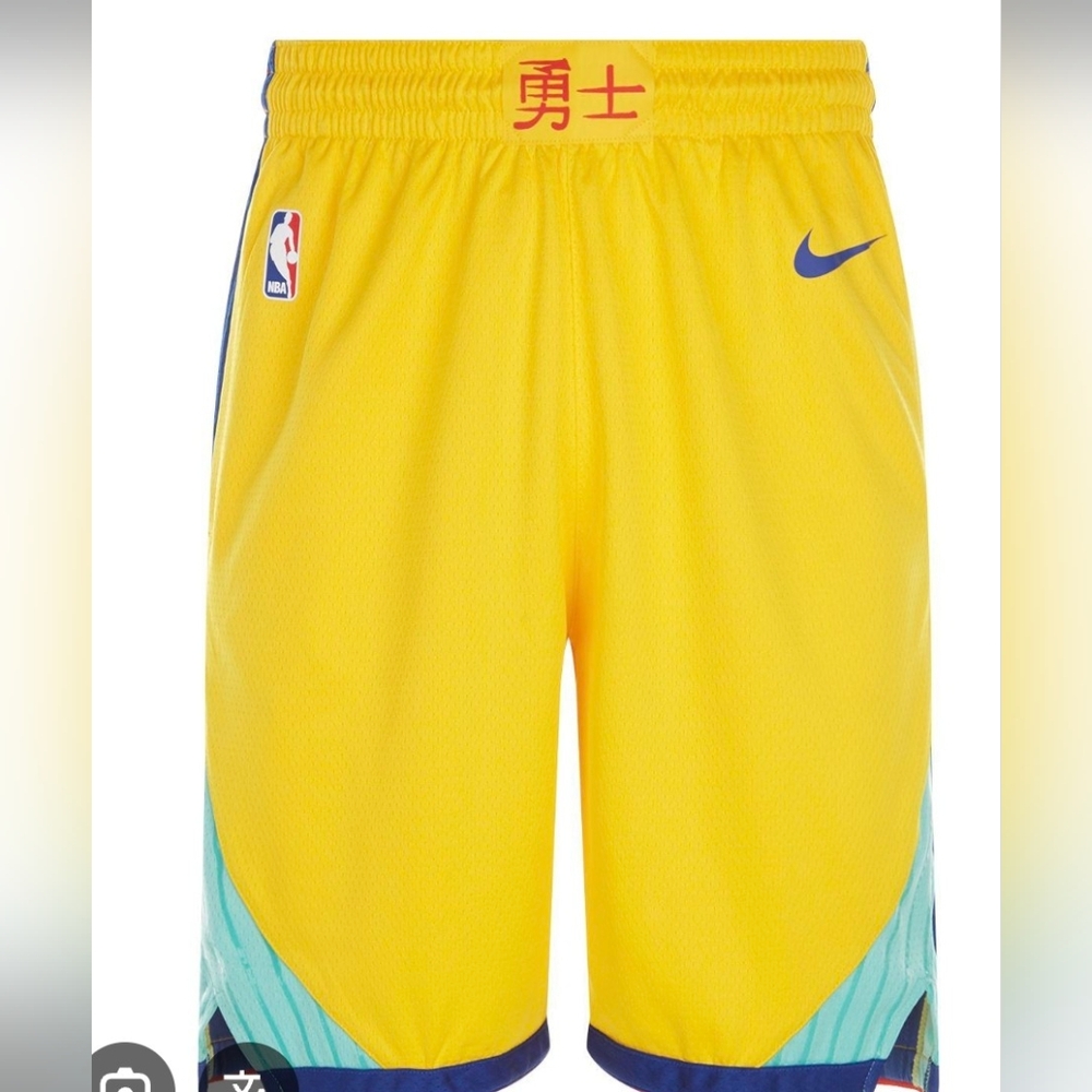 Golden State Size XL Nike Yellow and Blue NBA Shorts - Picture 1 of 6